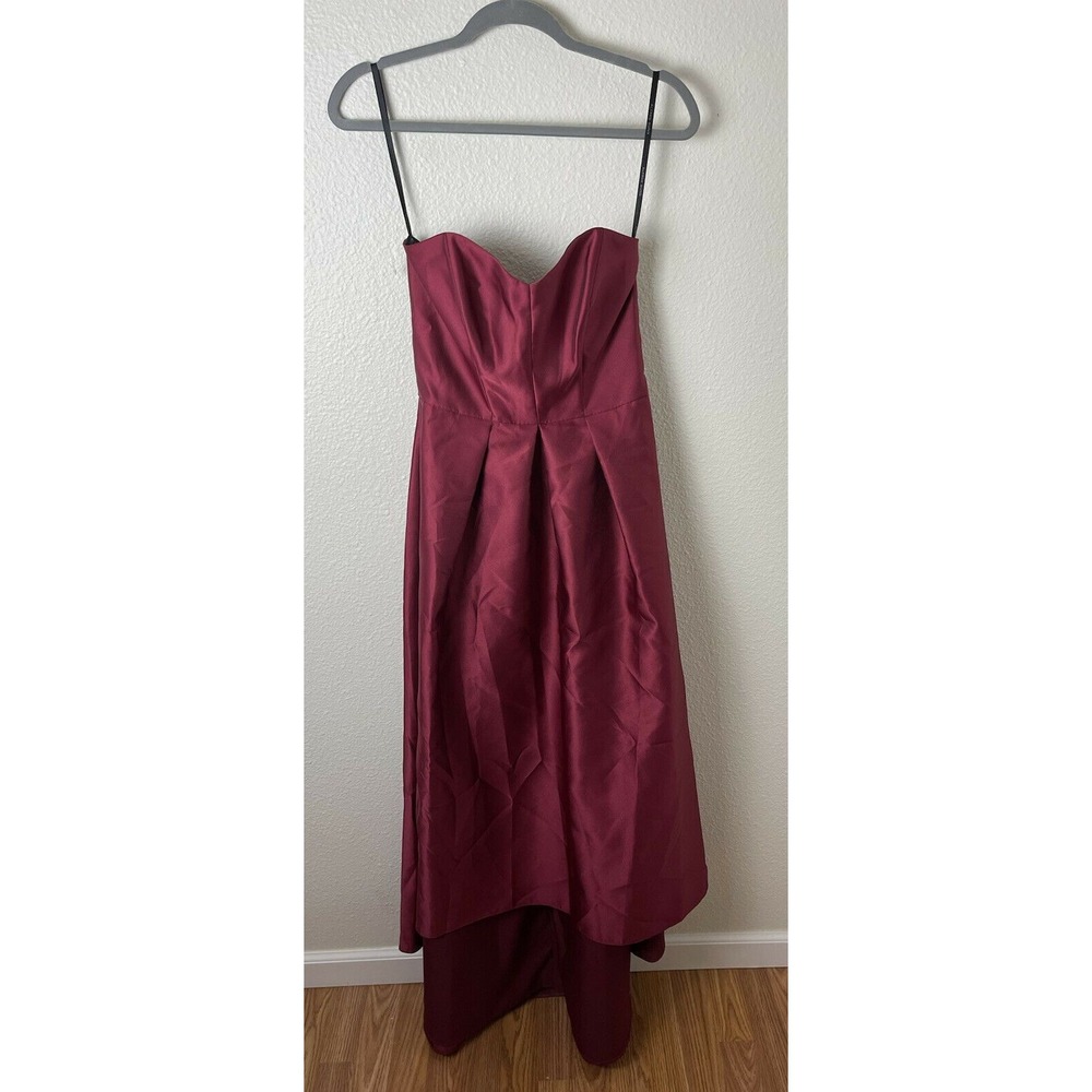 NEW Alfred Sung D699S Strapless Satin Twill Maxi Gown Dress Burgundy Red Sz 6